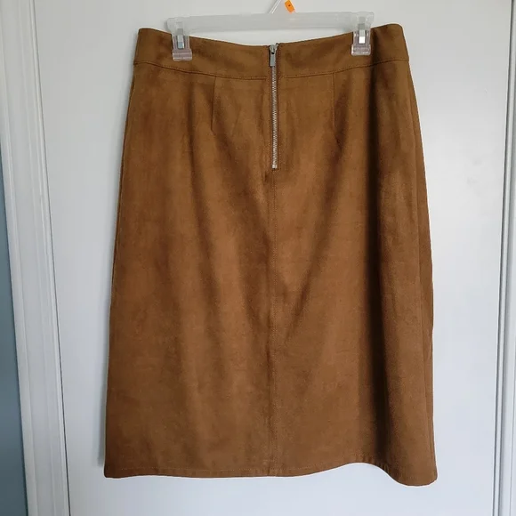 NWT Chicos Womens Midi Skirt Suede Size 0.5 (6) Gingersnap - Picture 5 of 6
